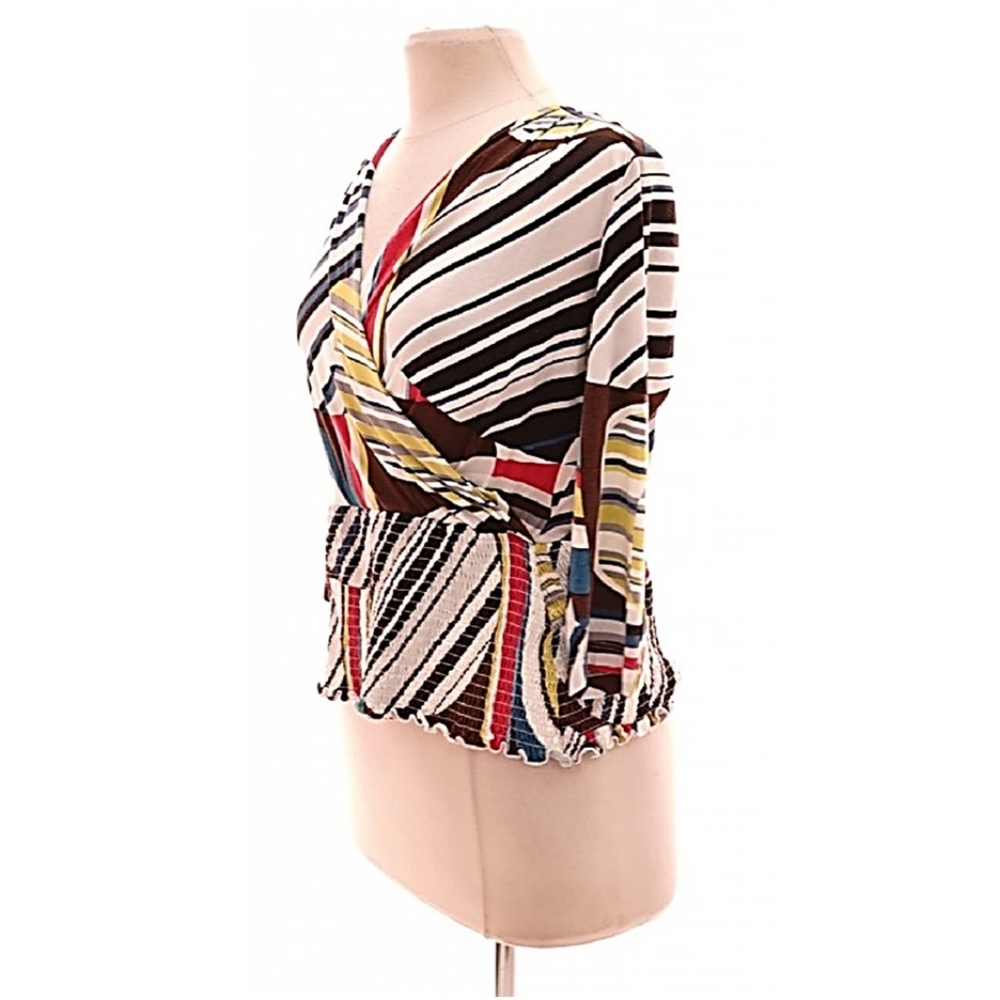 Etcetera * Bold Print Deep V Wrap Top - image 2